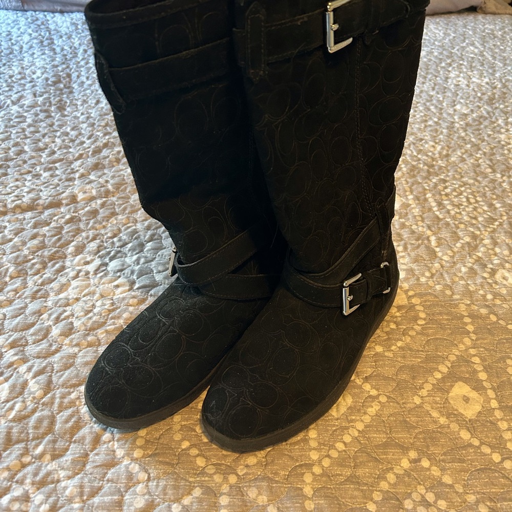 Coach Thelma Signature Monogram Embossed Suede Boots - Picture 13 of 14
